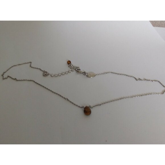 Lia Sophia Boulevard Tigers Eye Silver Tone Necklace 16-19" - Picture 6 of 6